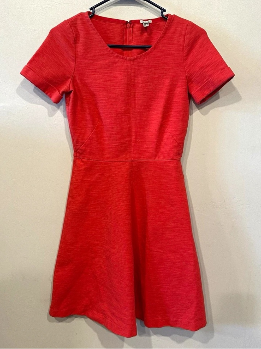 J. Crew Red Short Sleeve Fit-and-Flare Dress